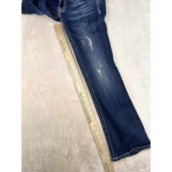 Miss Me Jeans Size 30 Slim Boot Bling Embroidered Distressed - Picture 6 of 9
